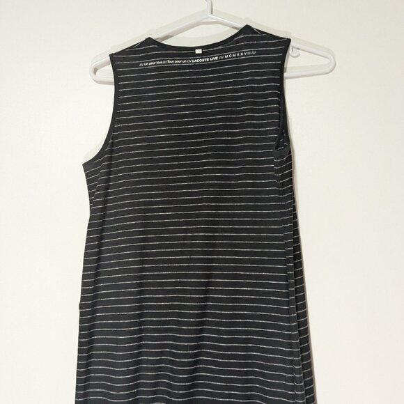 Lacoste L!ve Striped Racerback Maxi Dress Black White Size XS - Picture 5 of 8